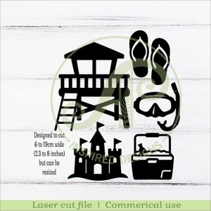 Beach Silhouette SVG Bundle, Summer Laser Cut Files, 30 Beach Icons (Digital Download) image 3