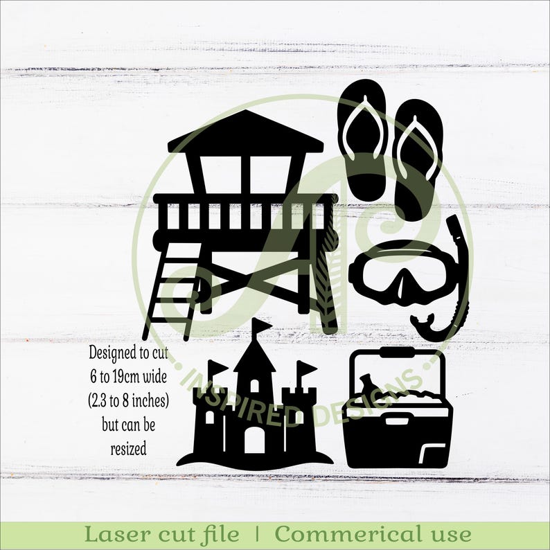 Beach Silhouette SVG Bundle, Summer Laser Cut Files, 30 Beach Icons (Digital Download) image 3