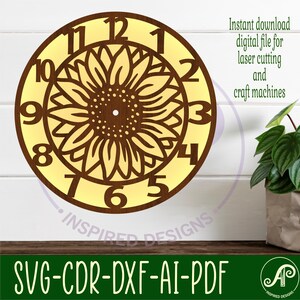Sunflower Realistic Wall Clock Laser Cut Files, SVG File. Vector File ...