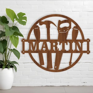 Tool Name Sign: Laser Cut Template, Wall Decor (Digital Download)