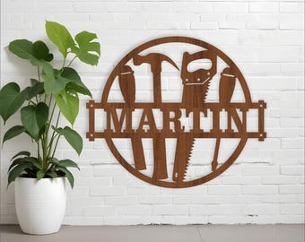 Tool Name Sign: Laser Cut Template, Wall Decor (Digital Download)
