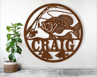 Black Crappie Fish Name Sign - Laser Cut SVG File (Digital Download)