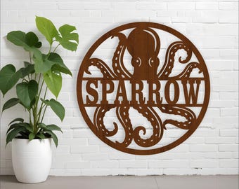 Octopus Name Sign: Ocean Theme Laser Cut File (Digital Download)