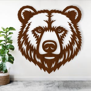 Desenho de rosto de urso. arquivo cortado a laser. arquivo vetorial SVG ai, cdr, dxf download instantâneo, arte de parede