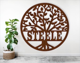 Family Tree Name Sign SVG File: Laser Cut Wall Decor (Digital Download)