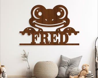 Frog Name Sign Laser Cut Template, SVG Frogs Nursery Wall Decor (Digital Download)