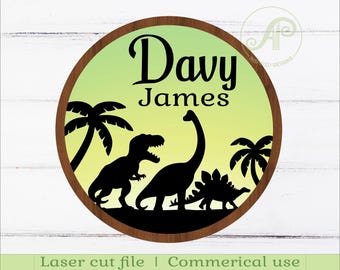 Dinosaur Name Sign: Animal Themed Laser Cut Template (Digital Download)