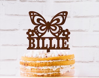 Butterfly Personalized Cake Topper SVG - Butterflies party decor Laser Cut File (Digital Download)