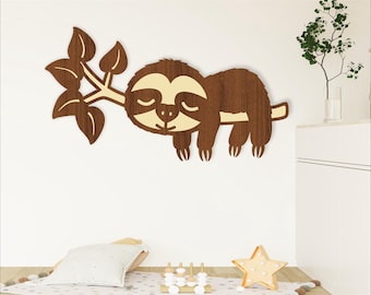 Sloth on a branch wall sign, SVG file. vector file ai, cdr, dxf instant download digital design, laser cut, wall sign file