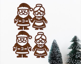 Santa and Mrs Claus SVG Bundle: 3 Laser Cut festive cut outs (digital download)