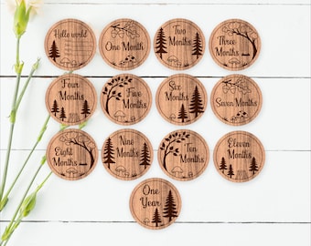 Forest Woodland Milestone Discs SVG: Nursery Theme Laser Cut Monthly discs (Digital Download)
