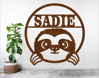 Sloth Name Sign SVG: Laser Cut Nursery Decor (Digital Download)