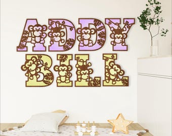 Monkey alphabet letter set. 47 letter options SVG laser cut designs (digital download)