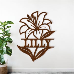 Fleur de lys nom signe SVG, modèle floral personnalisé découpé au laser (téléchargement numérique)