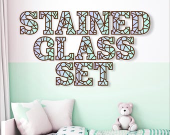 Stained Glass Letter Set: 54 Alphabet Options SVG Vector (Digital Download)