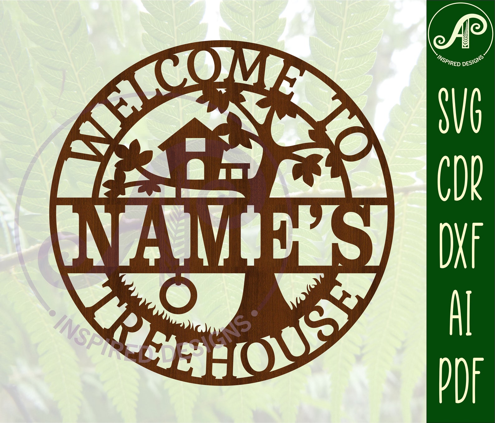 Treehouse Name Sign SVG: Laser Cut Cubby House Template (digital ...