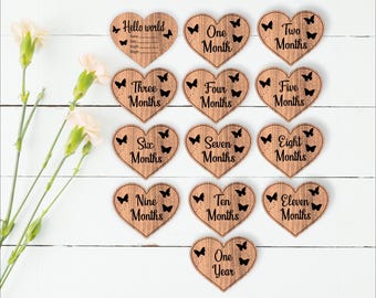 Baby Monthly Milestone Heart Discs SVG: Nursery Laser Cut Template (Digital Download)