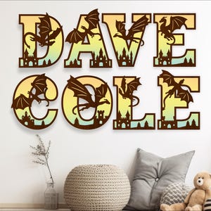 Conjunto de letras do alfabeto de dragões. 2 camadas de letras 53 letras arquivo SVG arquivo vetorial ai, cdr, dxf e pdf download instantâneo design digital