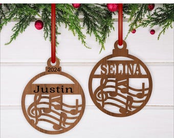 Music Christmas Ornament design,  SVG laser cut, instant download Pdf, Dxf, Ai and Cdr template.