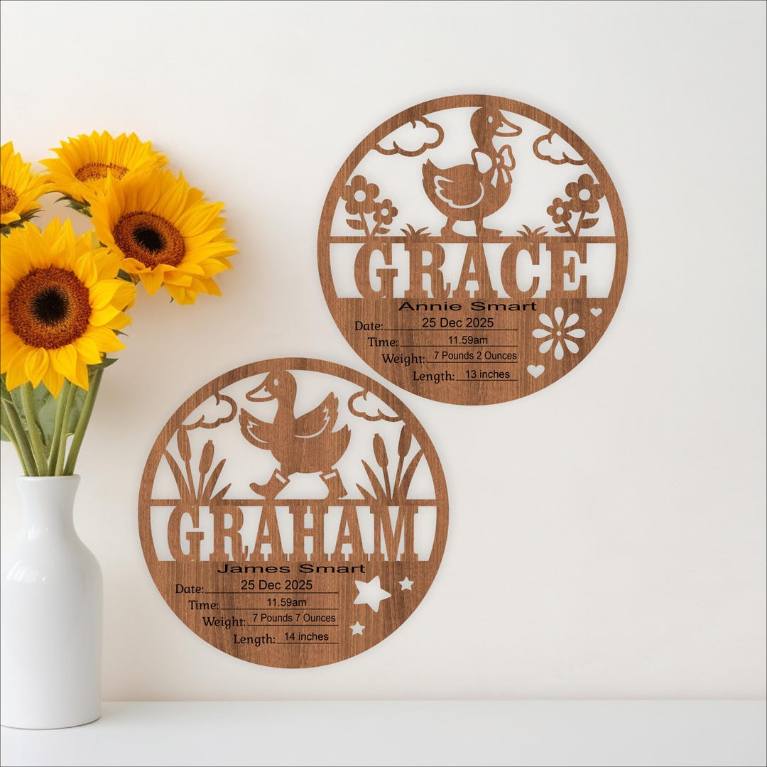 Geese Themed Baby Stats Name Sign Birth Plaque- Laser Cut Goose Art ...