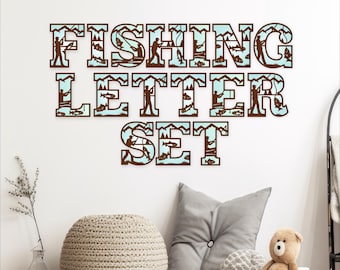 Fishing Alphabet SVG Bundle 78 Fisherman theme Laser cut Letters (Digital Download)