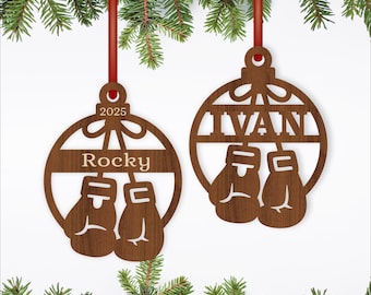 Boxing theme Christmas Ornament SVG Laser Cut personalized decorations (Digital Download)