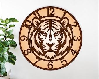 Tiger Wall Clock Bundle, Laser Cut Tiger Head Files SVG (Digital Download)