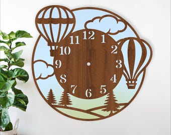 Hot Air Balloon Clock SVG: Laser Cut Design (digital download)