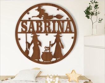 Witches Name Sign: Halloween Laser Cut File (SVG, Ai, Cdr, Dxf)