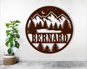 Night Forest Name Sign: Laser Cut SVG DXF Files (Digital Download)