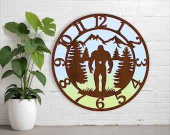 Big foot yeti wall clock laser cut SVG template (digital download)