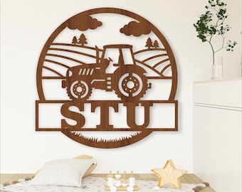 Tractor Name Sign SVG: Farm Nursery Decor Cut File (Digital Download)