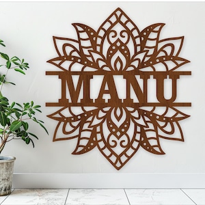 Lotus Blume Design Namensschild SVG Blumen Kinderzimmer Boho Dekor Zeichen , Vektordatei ai, cdr, dxf pdf sofort Download