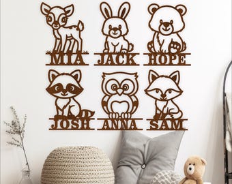 Woodland Animal Name Sign Bundle SVG - Personalized Wall Art - Laser Cut  (Digital Download)