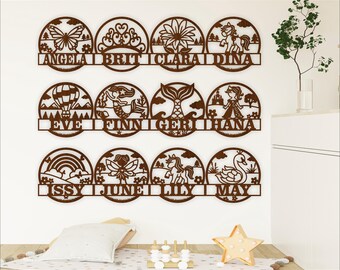 Girls Room Name Sign Bundle: Laser Cut Nursery Wall Art (Digital Download)