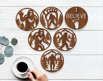 Bigfoot Coaster Set SVG Bundle | Sasquatch Laser Cut Files (digital download)