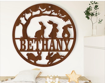 Bunnies Nursery Name Sign: Laser Cut File (Digital Download)