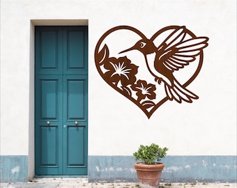 Hummingbird Heart SVG File: Laser Cut Wall Art (Digital Download