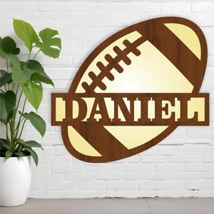 Nome del pallone da calcio/rugby, modello di taglio laser SVG con tema natura, appendino per porta o parete, file vettoriale ai, cdr, dxf pdf download immediato
