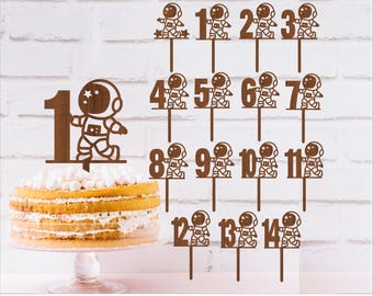 Astronaut Number Cake Topper SVG Bundle (Digital Download)