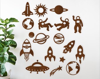 Space Cutouts SVG Set: 17 Laser Cut Wall Shapes (Digital Download)