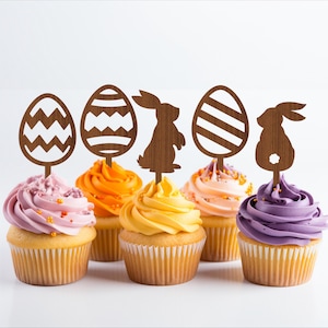 Ostern Cupcake Toppers, 7 Designs SVG Laserschnitt, sofortiger Download Pdf, Dxf, Ai und Cdr Vorlage.