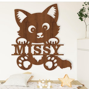 Placa de nome de gato SVG, porta com tema de animal de estimação fofo ou cabide de parede, modelo de corte a laser, download instantâneo de arquivo vetorial Ai, Cdr, Dxf