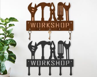 Workshop Tools Key Holder SVG - Garage Key Rack Laser Cut File (Digital Download)
