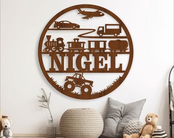 Transport Name Sign: Laser Cut Door Hanger SVG Template (Digital Download)