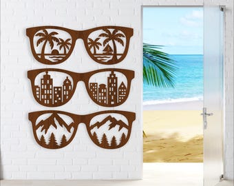 Sunglasses Scene Wall Art bundle SVG– Laser Cut Travel glasses decor (Digital Download)