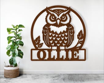 Owl Laser Cut Name Sign: Personalized Wall Art (Digital Download)
