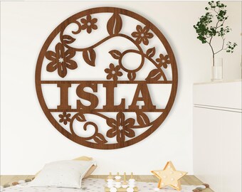 Floral Name Sign SVG Laser Cut Template (Digital Download)