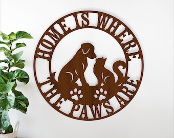 Home Is Where The Paws Are Sign SVG, Pet Lover Gift Laser Cut (Digital Download)