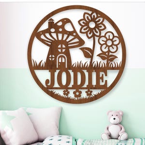 Mushroom House Name Sign: Laser Cut Door Hanger SVG (Digital Download)